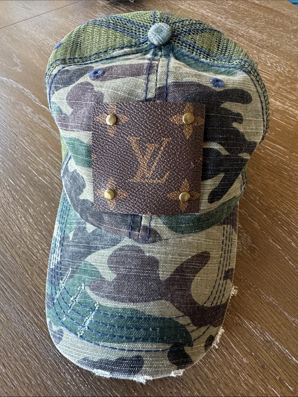 LV Repurposed Distressed Camo Hat